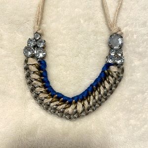 Statement Necklace with Cotton Knotted Rope in Beige